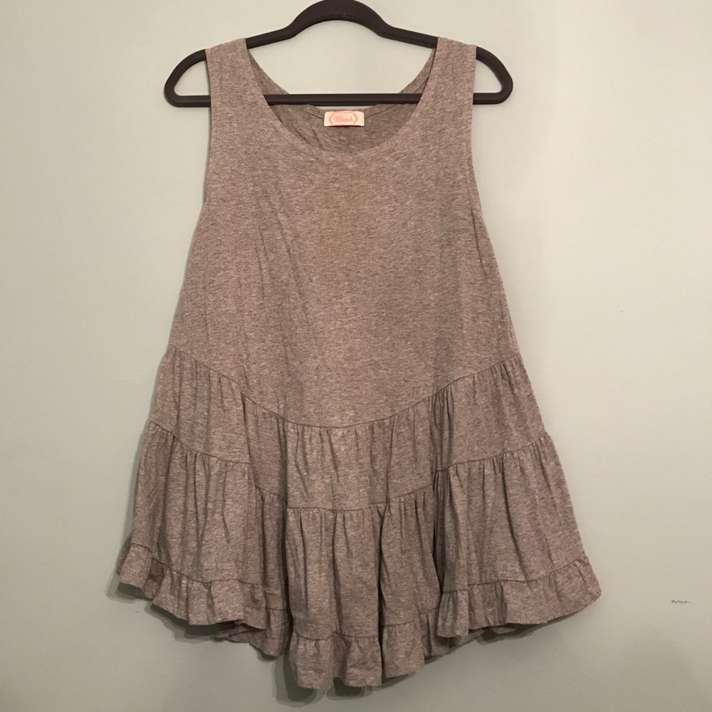 Gray Ruffled Tank
